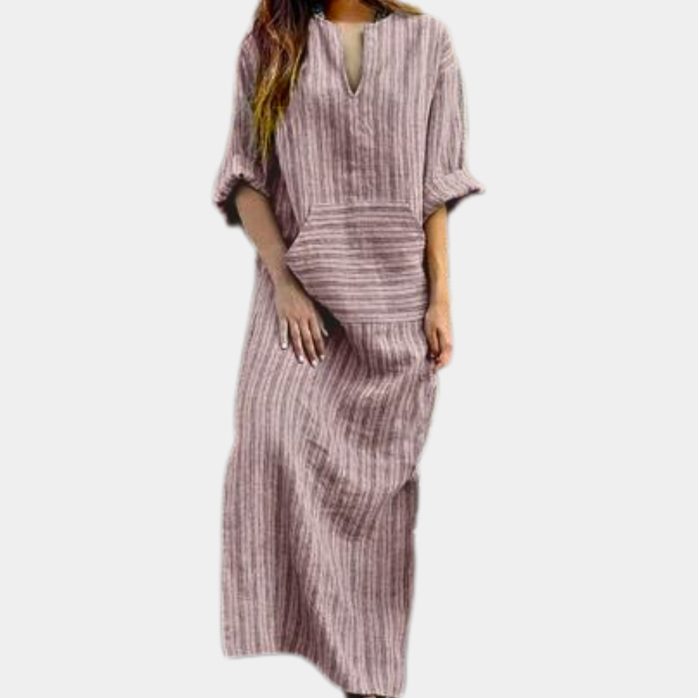 Damska Elegancka Sukienka Maxi w Paski
