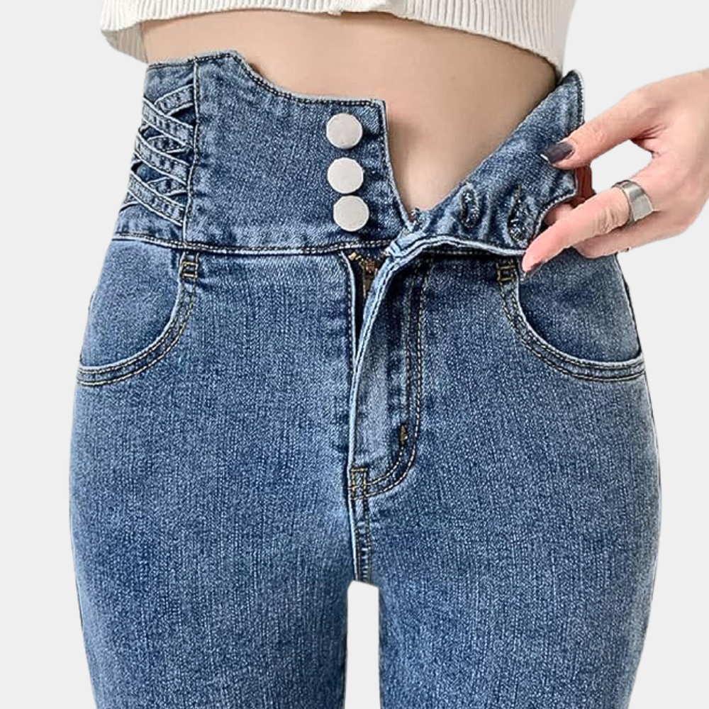 Vaqueros de cintura alta de moda para mujer