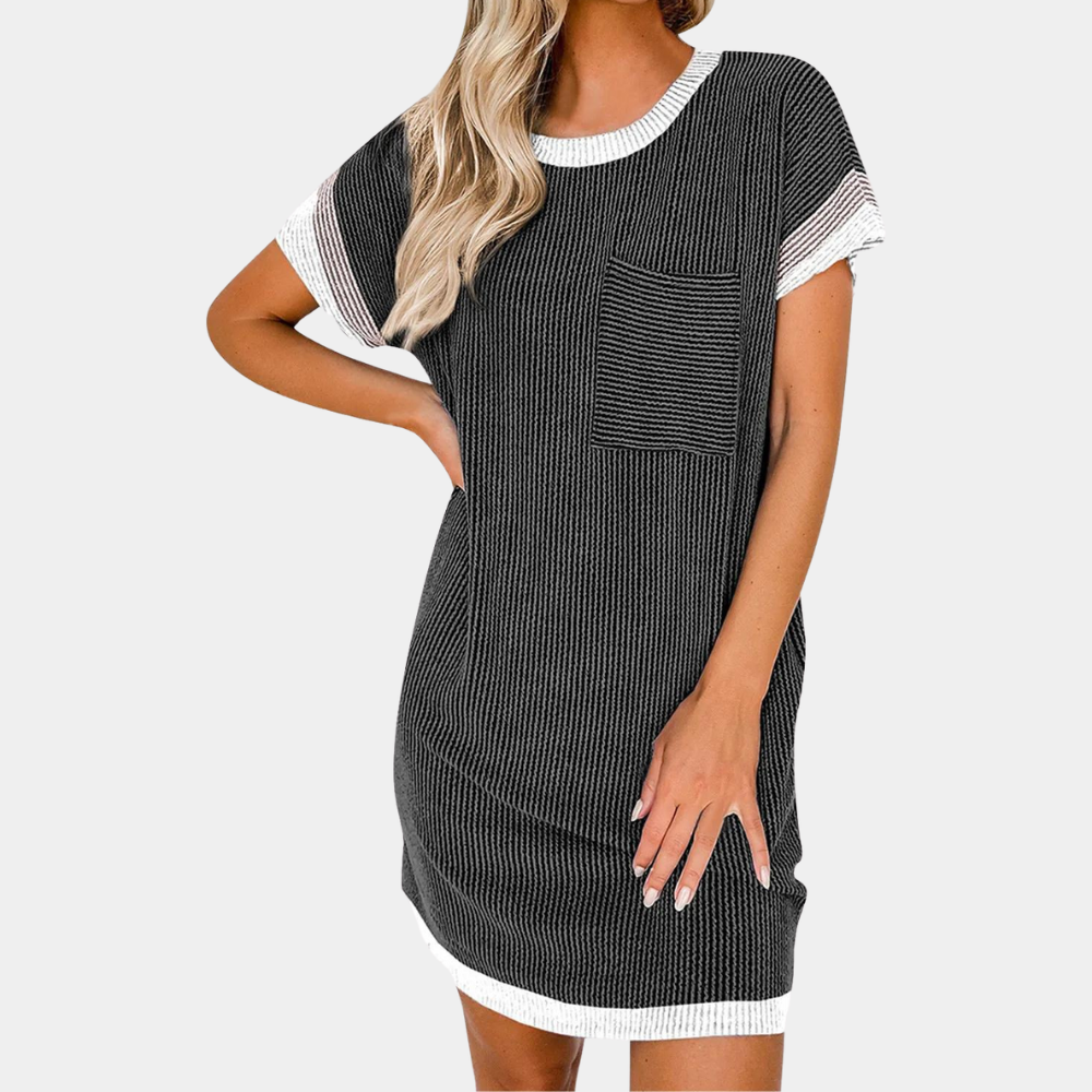 Henriqua - Vestido camisero casual con bloques de color para mujer