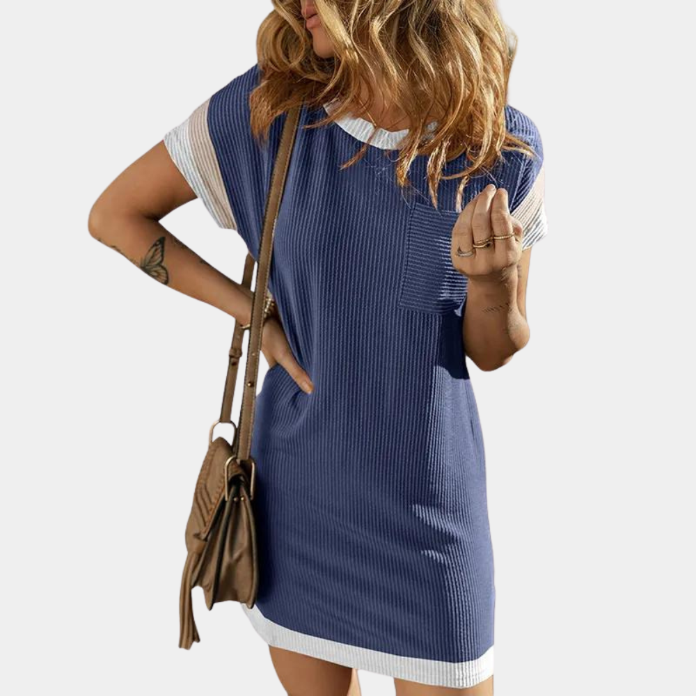 Henriqua - Vestido camisero casual con bloques de color para mujer