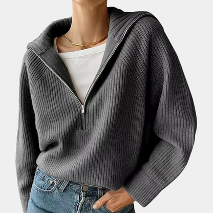 Olina - Top de punto con media cremallera para mujer