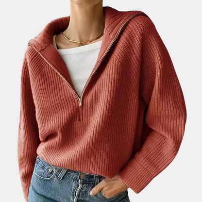 Olina - Top de punto con media cremallera para mujer