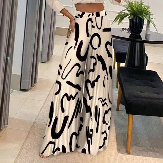 Pantalones de mujer con perneras anchas y fluidas artísticas