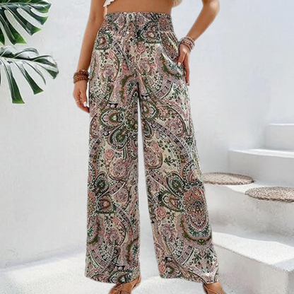 Reina - Pantalones anchos boho para mujer con bolsillos inclinados