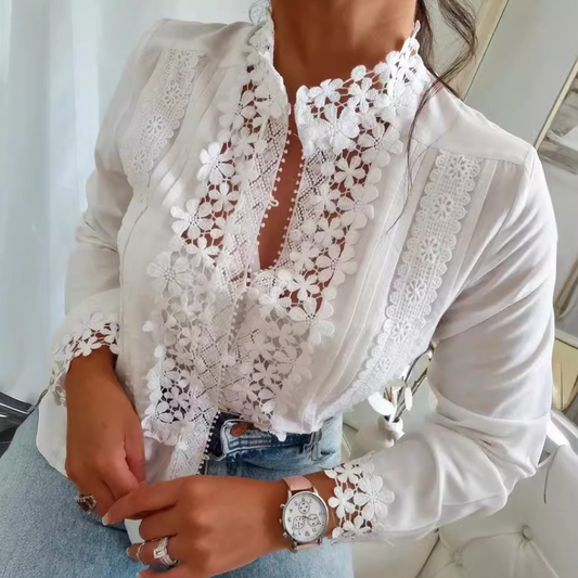 Marga - Blusa romántica con elegante encaje floral