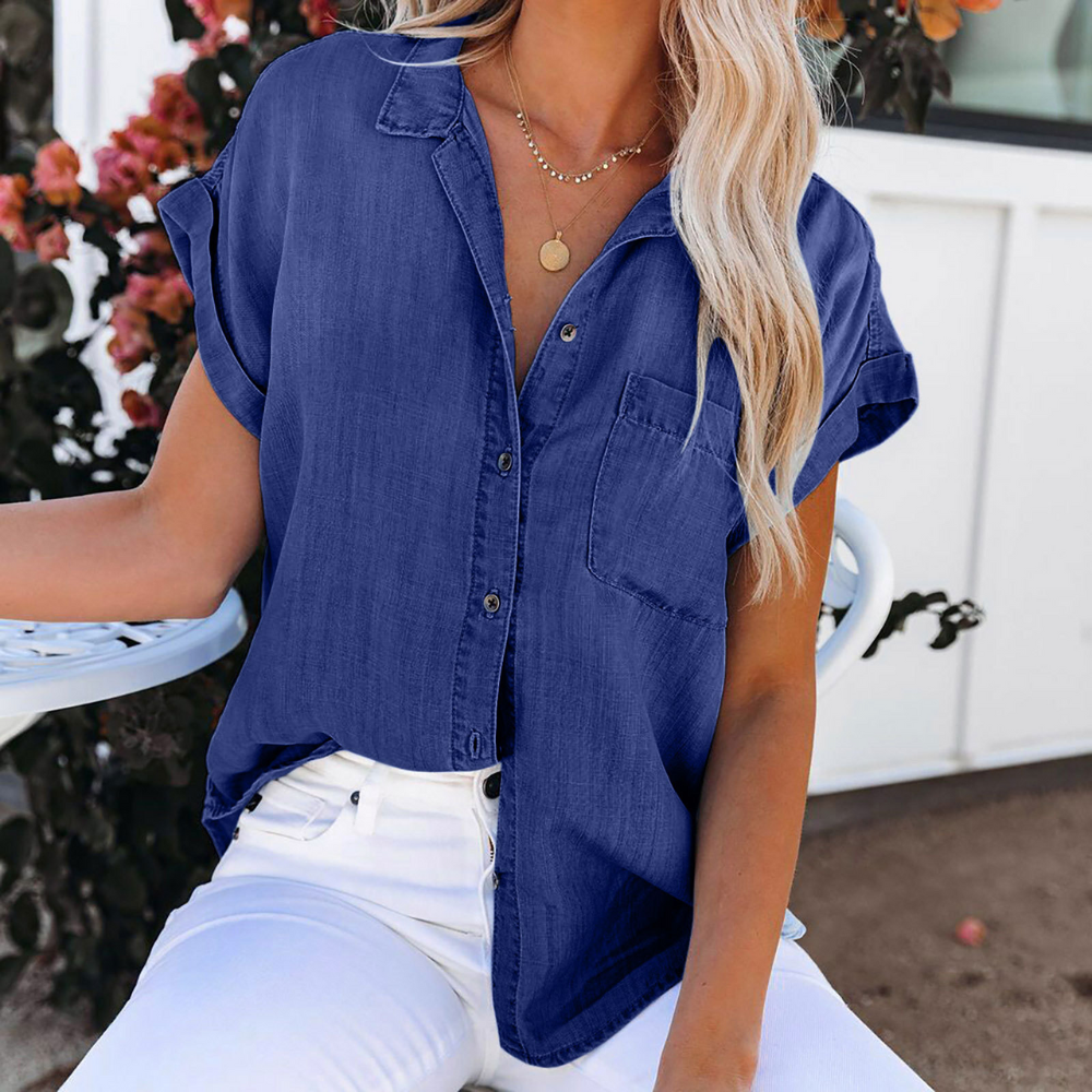Shaloni - Elegante camisa vaquera informal para mujer