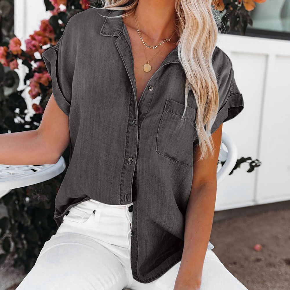 Shaloni - Elegante camisa vaquera informal para mujer