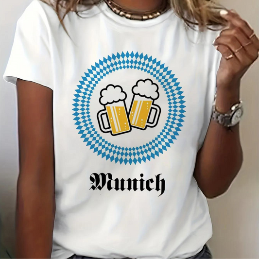 Viviane - Camisa Oktoberfest de mujer con cómodo cuello redondo