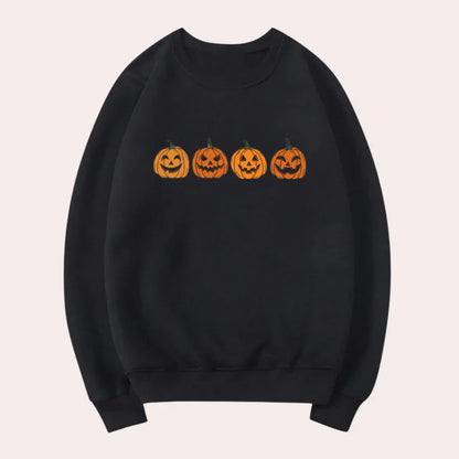 Afra | jersey de halloween con cuello redondo y motivo de calabaza para mujer