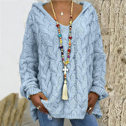 Sudadera con capucha de punto en V | Capri