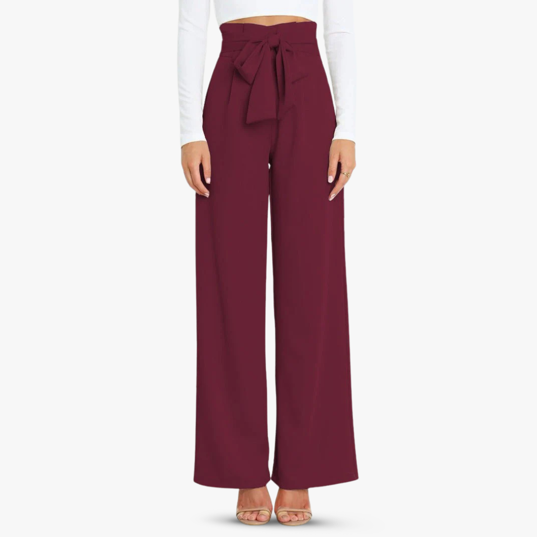 Pantalones anchos de mujer con cinturón de corbata