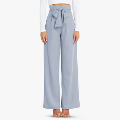 Pantalones anchos de mujer con cinturón de corbata