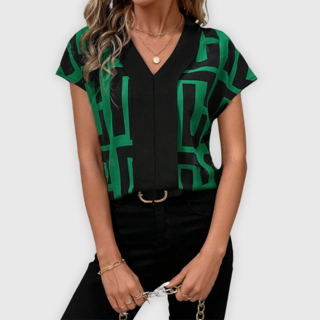 Elegante señoras blusa V-cuello de negocios