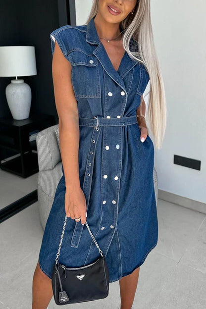 Vestido vaquero con tirantes y manga corta