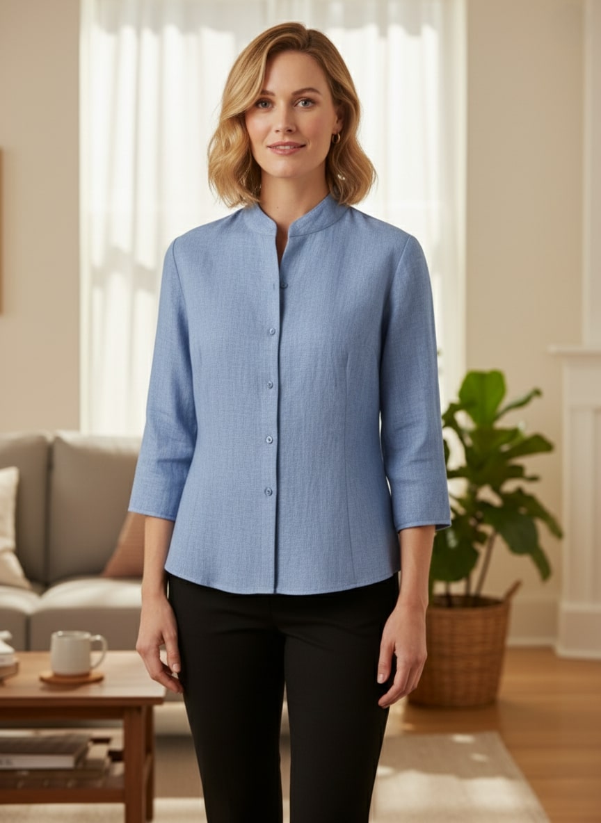 Carmencita | Blusa de mujer con cuello alto, elegante y cómoda