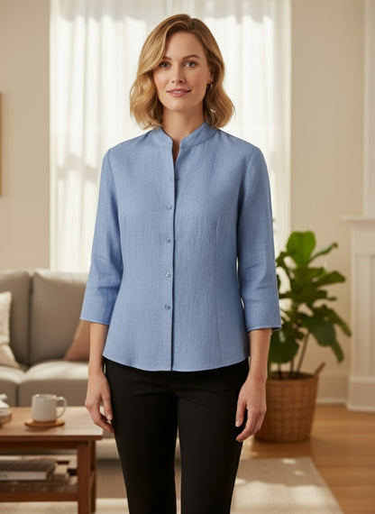 Carmencita | Blusa de mujer con cuello alto, elegante y cómoda