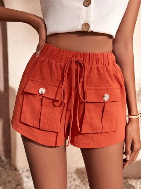 ALISHA - Pantalones cortos cargo casuales con cintura elástica