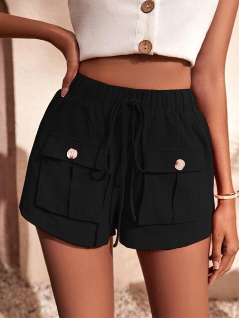 ALISHA - Pantalones cortos cargo casuales con cintura elástica