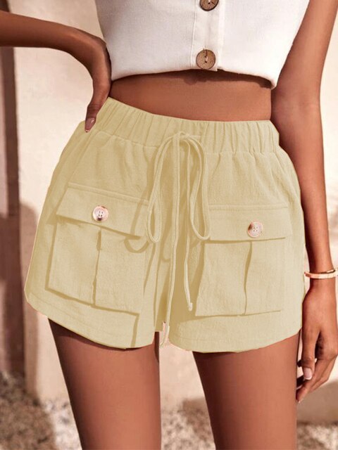 ALISHA - Pantalones cortos cargo casuales con cintura elástica