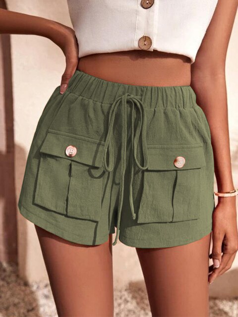 ALISHA - Pantalones cortos cargo casuales con cintura elástica