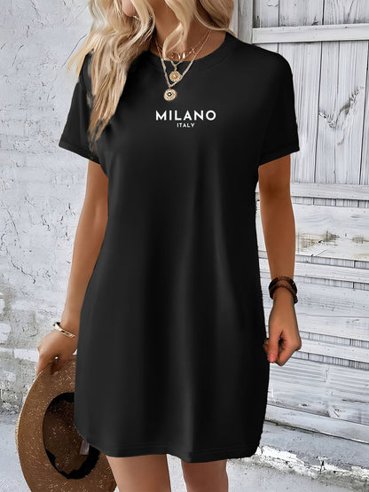 Camiseta casual - Estampado "Milano Italy" y cuello redondo