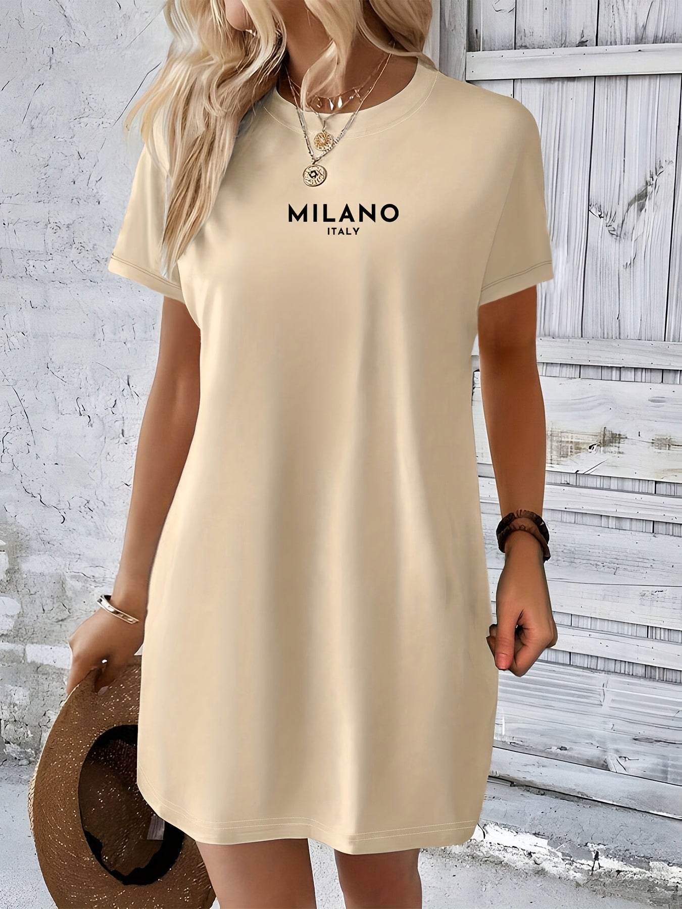 Camiseta casual - Estampado "Milano Italy" y cuello redondo