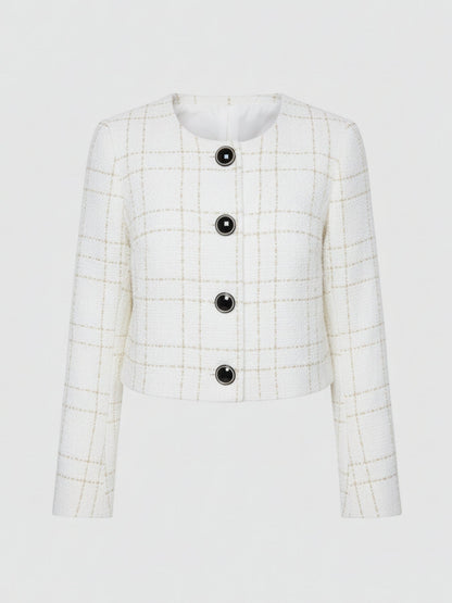 Célestine | Chaqueta de mujer a cuadros con botones, elegante y cómoda