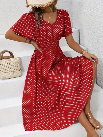 Chastienne - Vestido casual estampado de manga corta