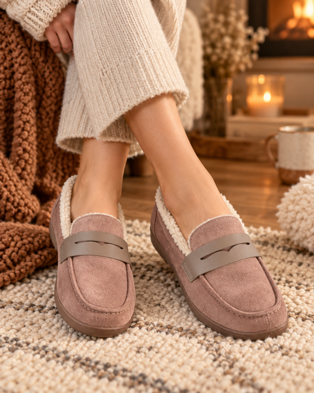 Damskie Loafers Ocieplane Polarem