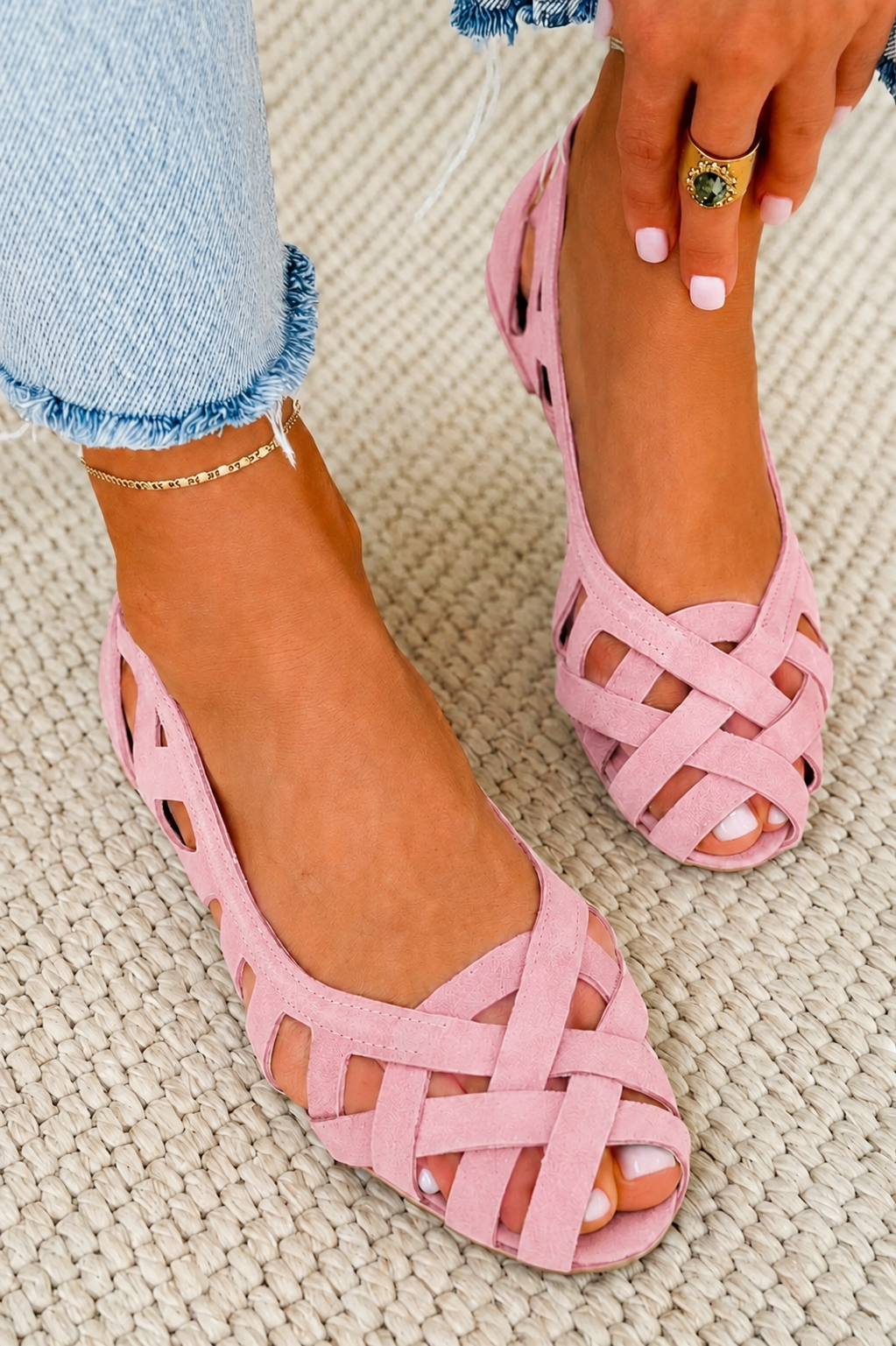 Buty Damskie Płaskie Ażurowe
