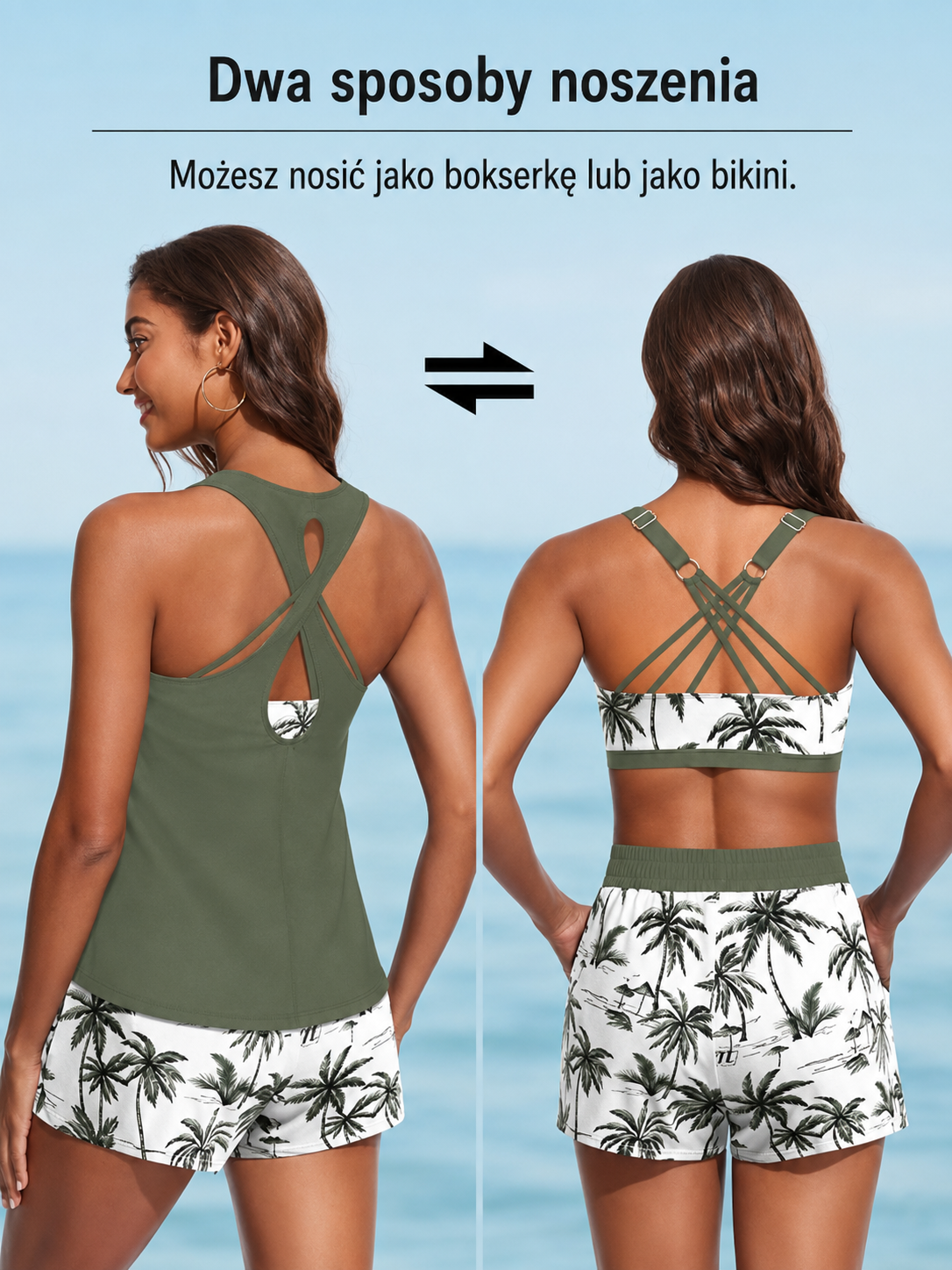 Trzyczęściowy Komplet Kąpielowy Tankini I Spodenki