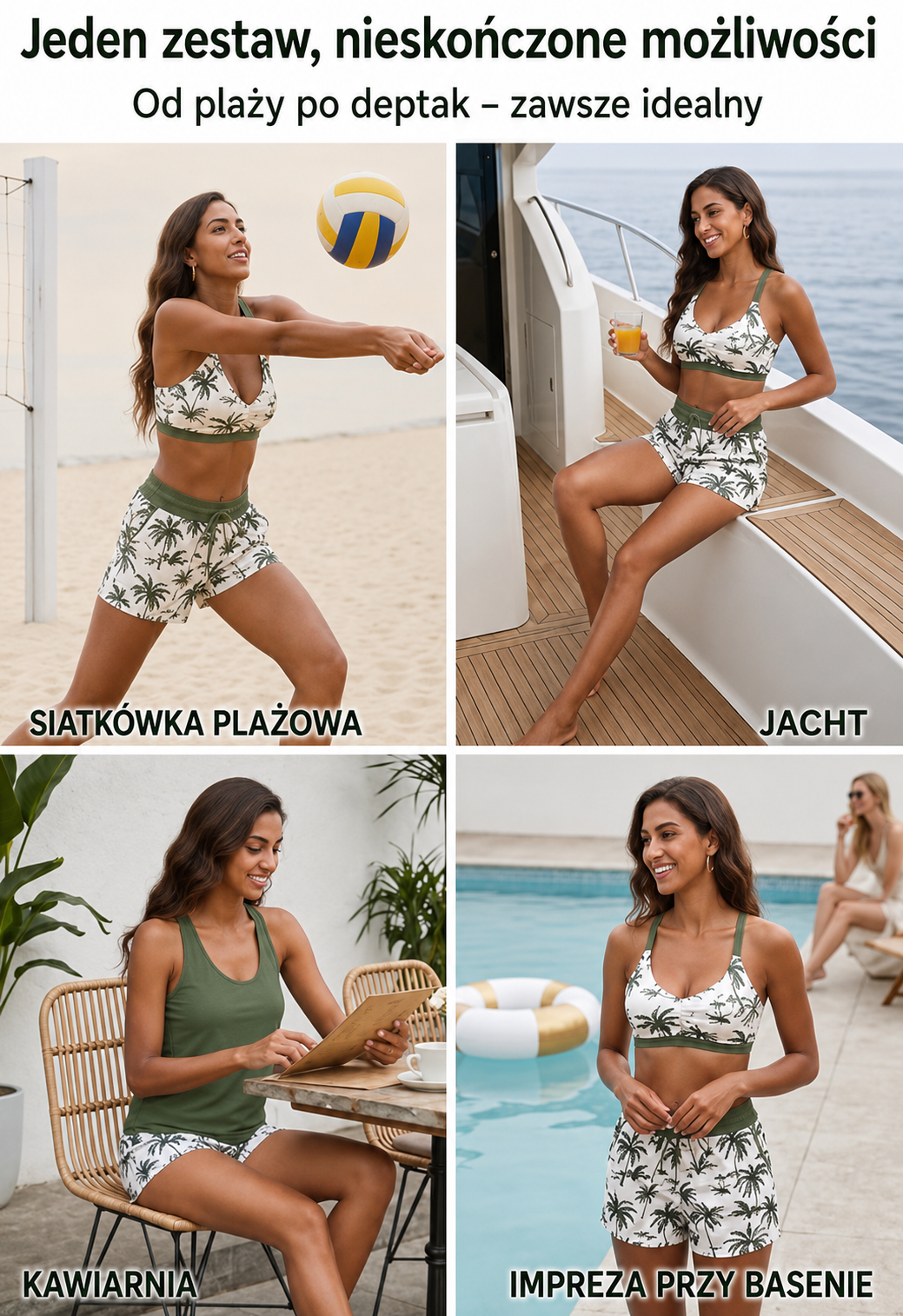 Trzyczęściowy Komplet Kąpielowy Tankini I Spodenki