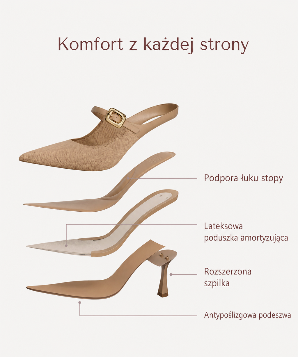 Damskie Klapki Na Obcasie Z Klamrą