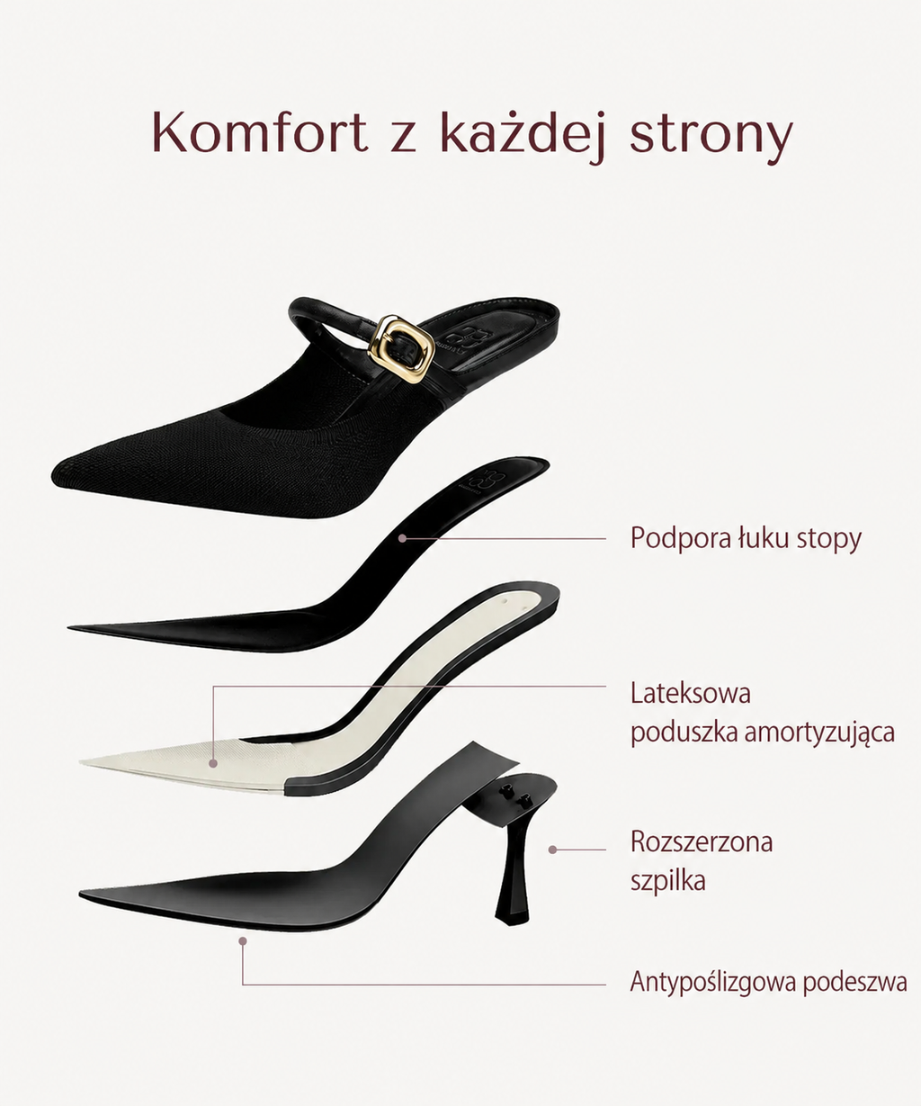 Damskie Klapki Na Obcasie Z Klamrą