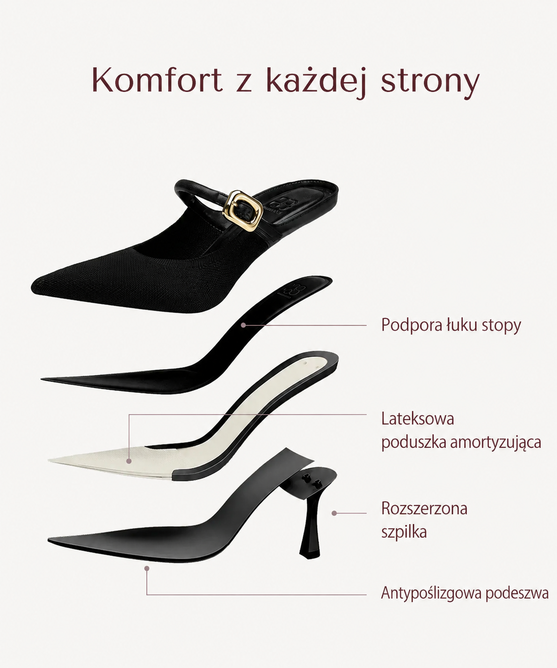 Damskie Klapki Na Obcasie Z Klamrą