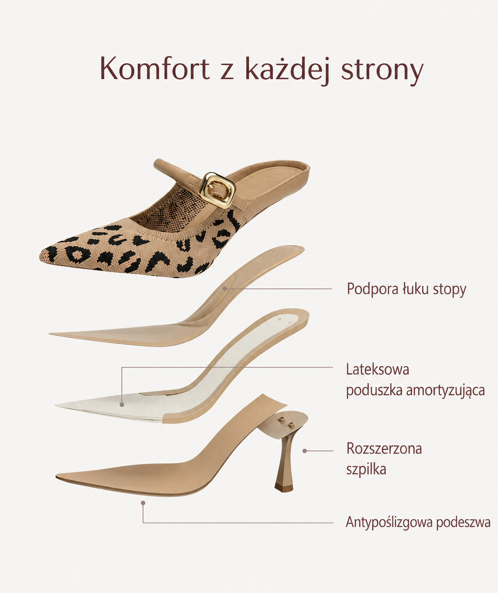 Damskie Klapki Na Obcasie Z Klamrą