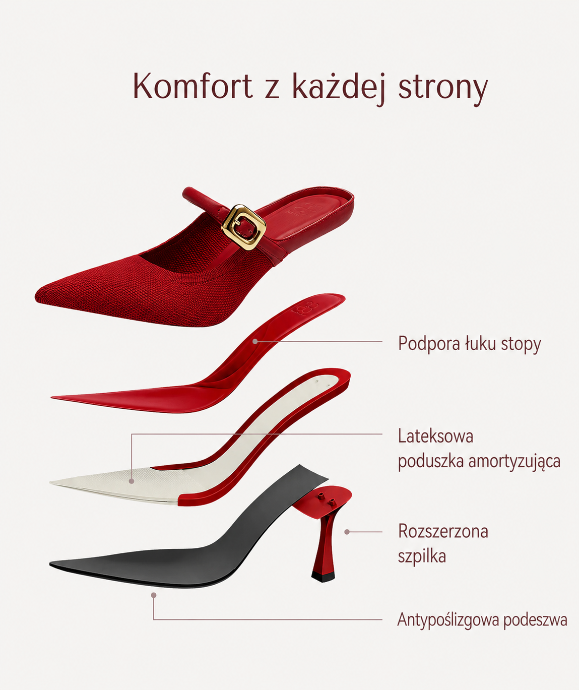 Damskie Klapki Na Obcasie Z Klamrą