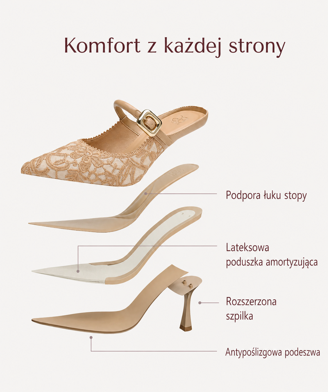 Damskie Klapki Na Obcasie Z Klamrą
