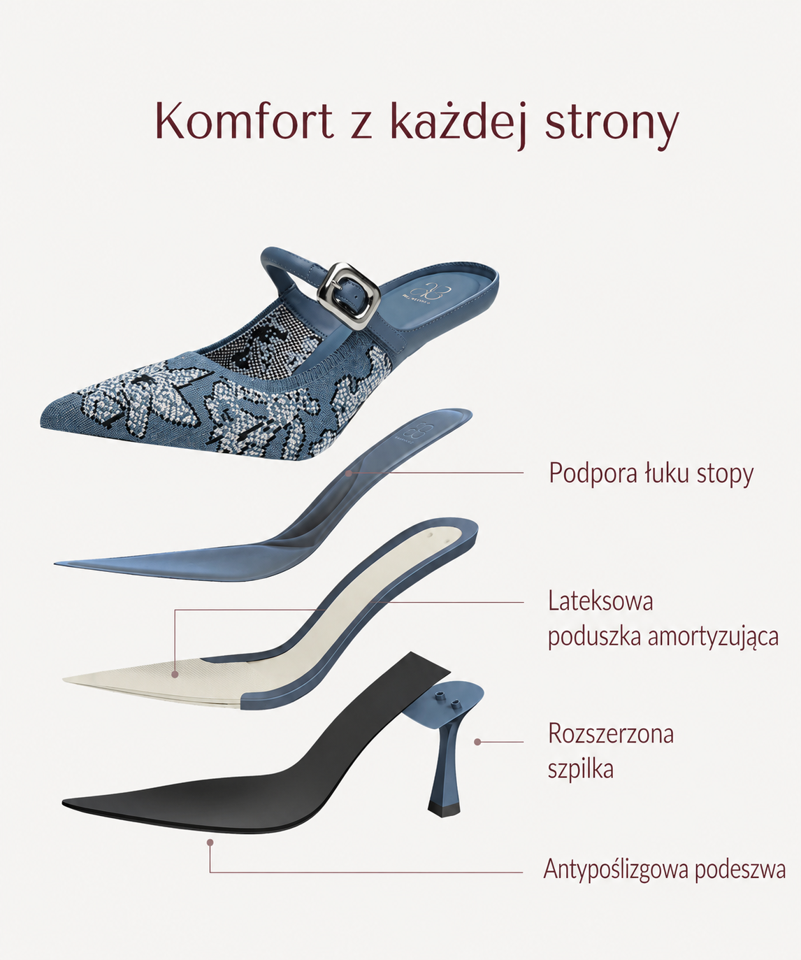 Damskie Klapki Na Obcasie Z Klamrą