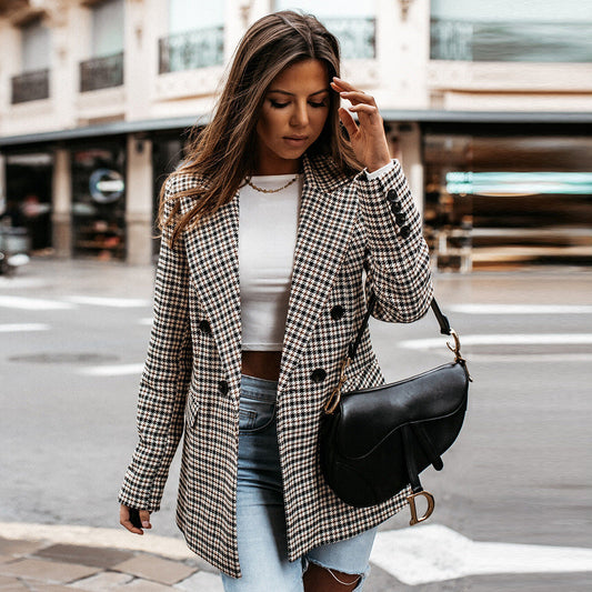 Blazer de cuadros para mujer