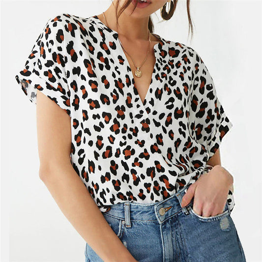 Camiseta de gasa - Mangas cortas y escote en V