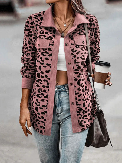 Abrigo de mujer | Estampado de pantera | Casual Chic con cuello neutro | Perfecto para la primavera