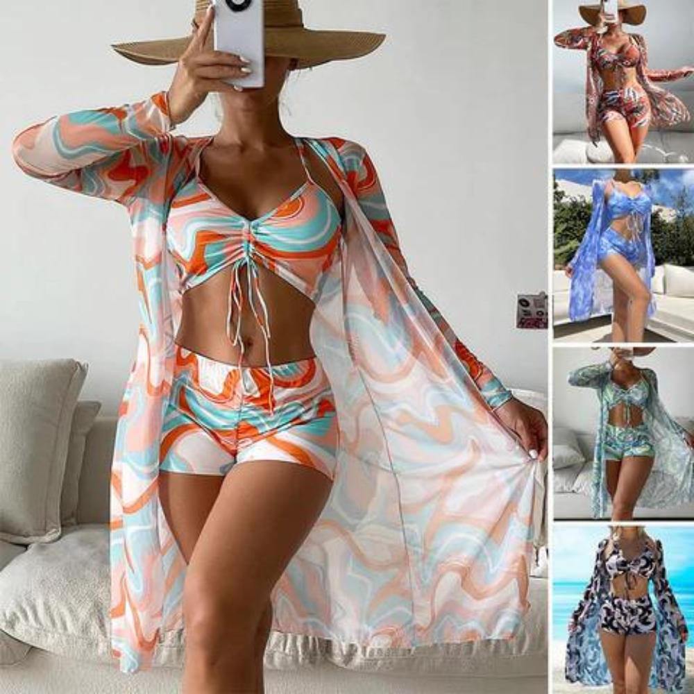 Cleo | Conjunto de bikini de cintura alta con top