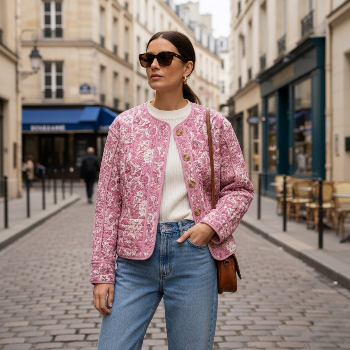 Saphir | Chaqueta acolchada con forro floral para mujer