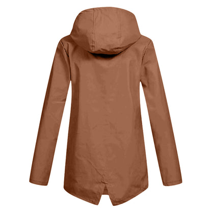 Chubasquero casual ligero con capucha y cremallera para mujer | Ideal para otoño/invierno