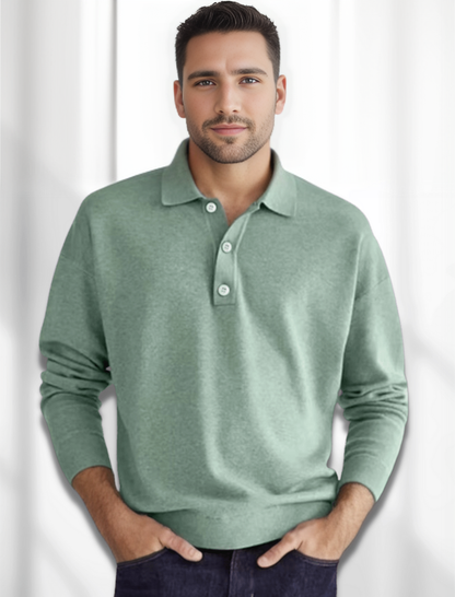 Eden Polo | Polo de manga larga para hombre de aspecto merino