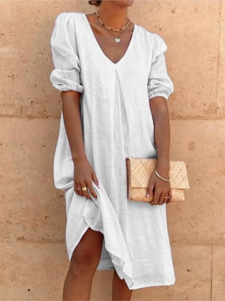 Elegante vestido midi con encanto casual