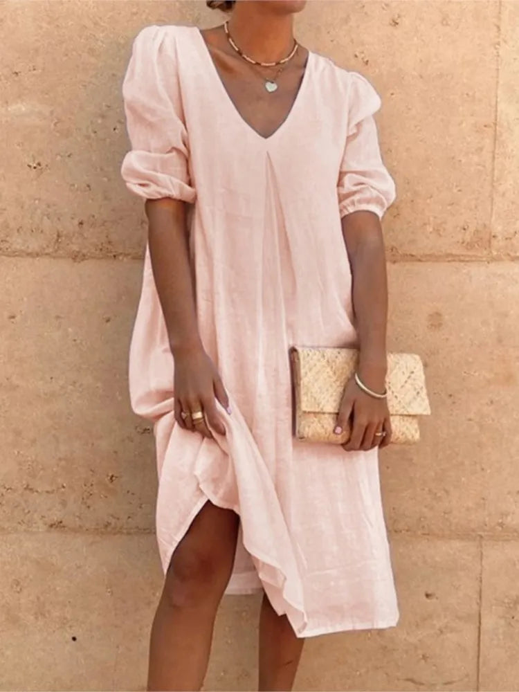 Elegante vestido midi con encanto casual