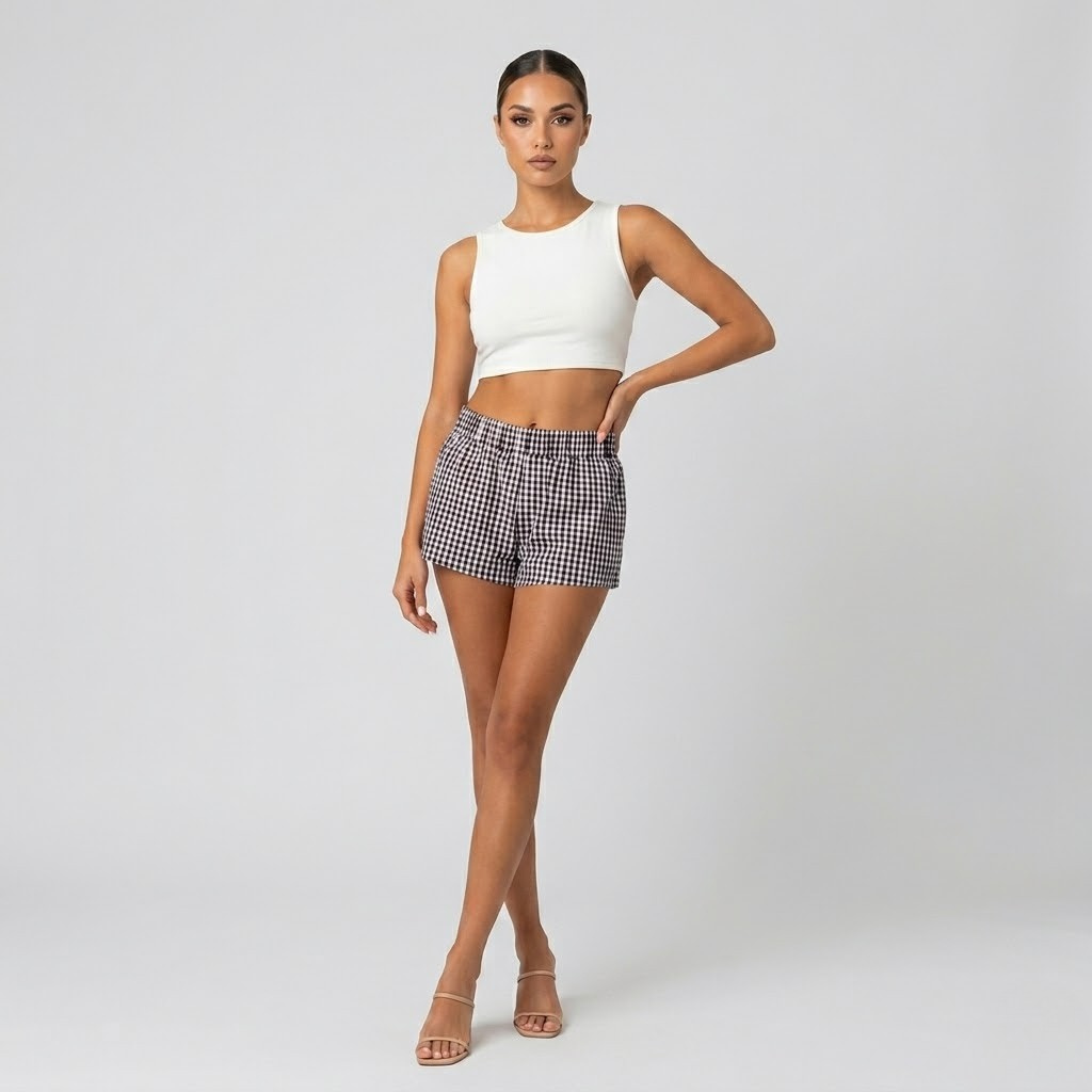 Damskie Szorty Casual Gingham