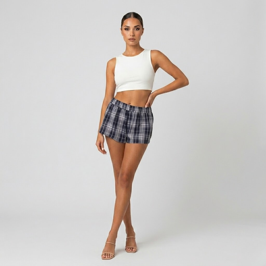 Damskie Szorty Casual Gingham